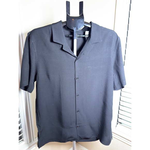 The Kooples Other - The Kooples Mens Black Viscose Short Sleeve Camp Collar Shirt HCCC26086K Size M